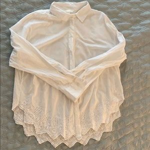 Long-Sleeve Blouse with Eyelet Detail